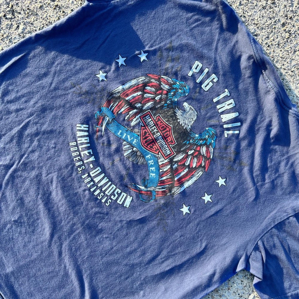 Harley-Davidson pig trail navy Blue Shirt